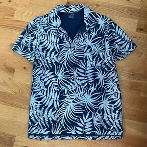 NWOT J Crew Hawaiian Print Short Sleeve Polo Shirt Mens Medium